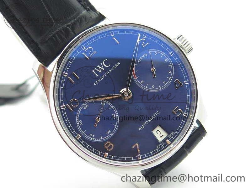 Portuguese Real PR IW500710 ZF 1:1 Best Edition Blue Dial On Black Leather Strap A52010 V Unisex 7234