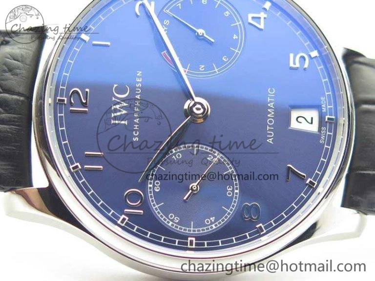 Portuguese Real PR IW500710 ZF 1:1 Best Edition Blue Dial On Black Leather Strap A52010 V Unisex 7234