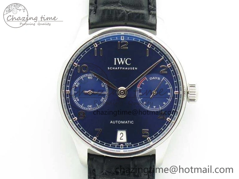 Portuguese Real PR IW500710 ZF 1:1 Best Edition Blue Dial On Black Leather Strap A52010 V Unisex 7234