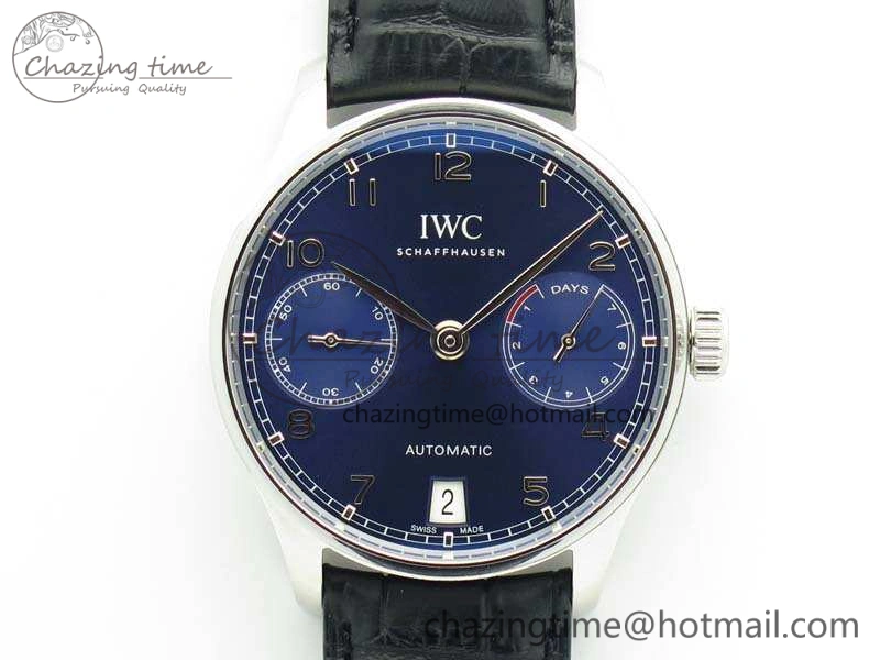 Portuguese Real PR IW500710 ZF 1:1 Best Edition Blue Dial On Black Leather Strap A52010 V Unisex 7234