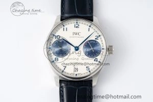 Portuguese Real PR IW500715 SS AZF 1:1 Best Edition White Blue Dial on Blue Leather Strap A Fashionable 7034
