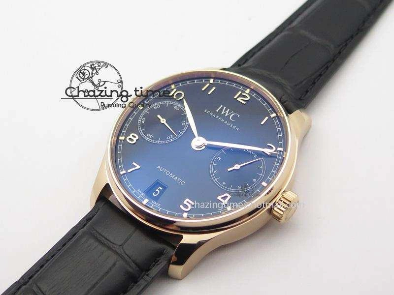 SoftTouch Portuguese Real PR RG IW5007 ZF 1:1 Best Edition Black Dial On Black Leather Strap A52010 V 7304