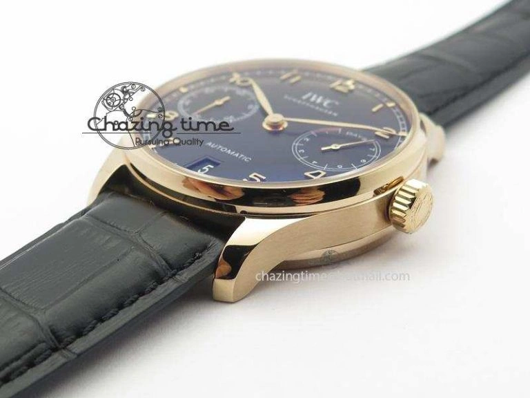 SoftTouch Portuguese Real PR RG IW5007 ZF 1:1 Best Edition Black Dial On Black Leather Strap A52010 V 7304