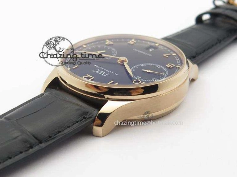 SoftTouch Portuguese Real PR RG IW5007 ZF 1:1 Best Edition Black Dial On Black Leather Strap A52010 V 7304