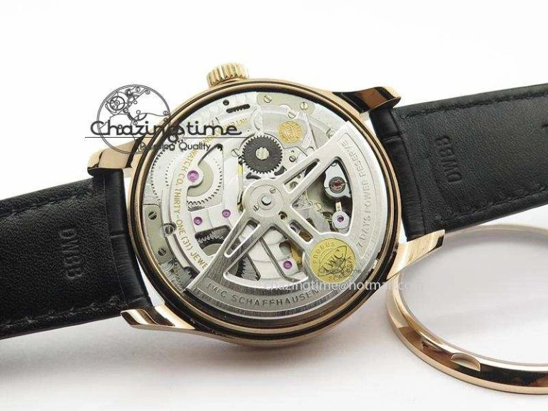 SoftTouch Portuguese Real PR RG IW5007 ZF 1:1 Best Edition Black Dial On Black Leather Strap A52010 V 7304