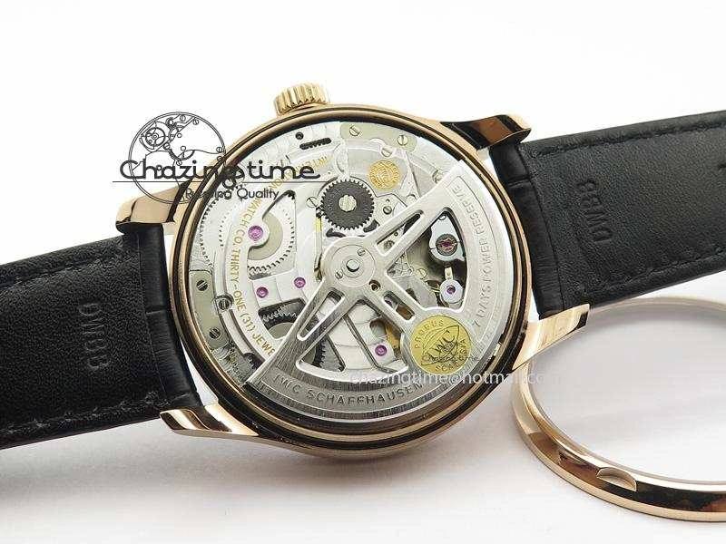 SoftTouch Portuguese Real PR RG IW5007 ZF 1:1 Best Edition Black Dial On Black Leather Strap A52010 V 7304