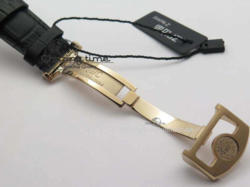 SoftTouch Portuguese Real PR RG IW5007 ZF 1:1 Best Edition Black Dial On Black Leather Strap A52010 V 7304