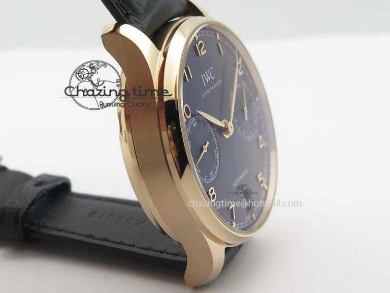 SoftTouch Portuguese Real PR RG IW5007 ZF 1:1 Best Edition Black Dial On Black Leather Strap A52010 V 7304