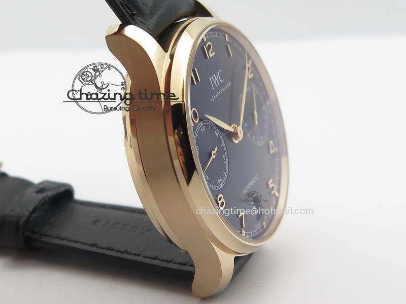 SoftTouch Portuguese Real PR RG IW5007 ZF 1:1 Best Edition Black Dial On Black Leather Strap A52010 V 7304