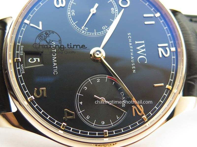 SoftTouch Portuguese Real PR RG IW5007 ZF 1:1 Best Edition Black Dial On Black Leather Strap A52010 V 7304
