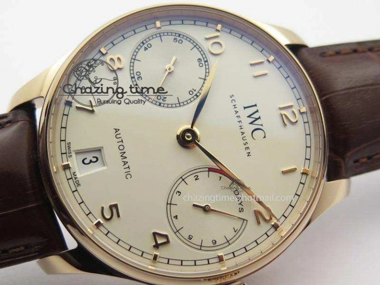 Portuguese Real PR RG IW500701 ZF 1:1 Best Edition On Brown Leather Strap A52010 V SoftTouch 7302