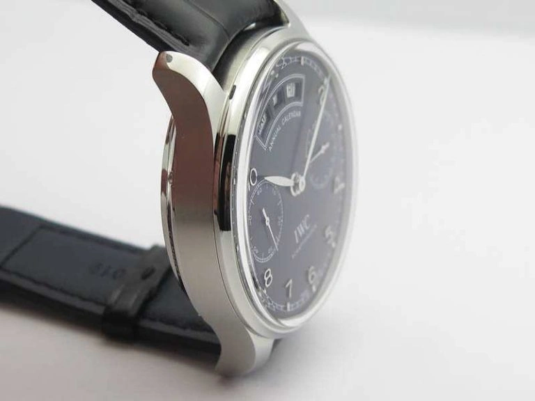 Functional Portuguese Real PR Real Annual Calendar IW5035 YLF 1:1 Best Edition Black Dial On Leather Strap A 7240