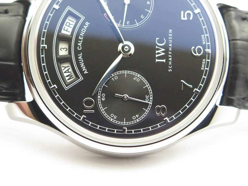 Functional Portuguese Real PR Real Annual Calendar IW5035 YLF 1:1 Best Edition Black Dial On Leather Strap A 7240