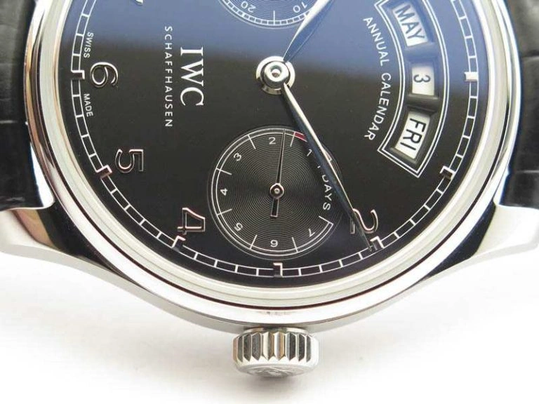 Functional Portuguese Real PR Real Annual Calendar IW5035 YLF 1:1 Best Edition Black Dial On Leather Strap A 7240