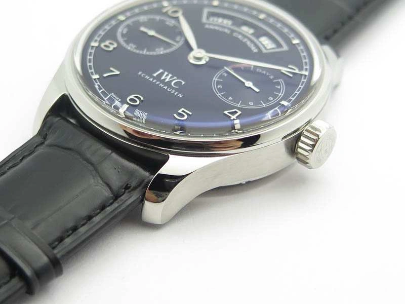 Functional Portuguese Real PR Real Annual Calendar IW5035 YLF 1:1 Best Edition Black Dial On Leather Strap A 7240