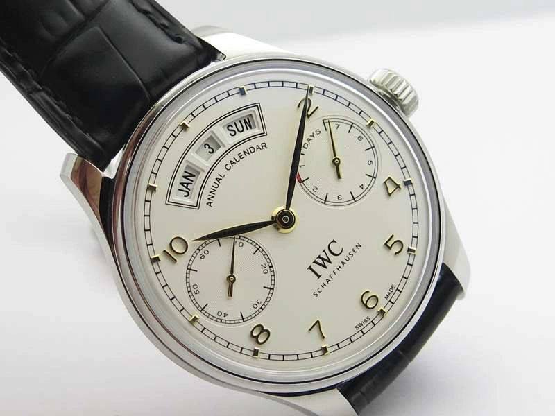 MoistureWicking Portuguese Real PR Real Annual Calendar IW5035 YLF 1:1 Best Edition White Dial On Leather Strap A 7243