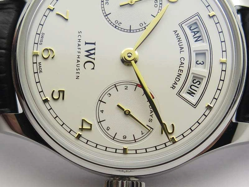 MoistureWicking Portuguese Real PR Real Annual Calendar IW5035 YLF 1:1 Best Edition White Dial On Leather Strap A 7243
