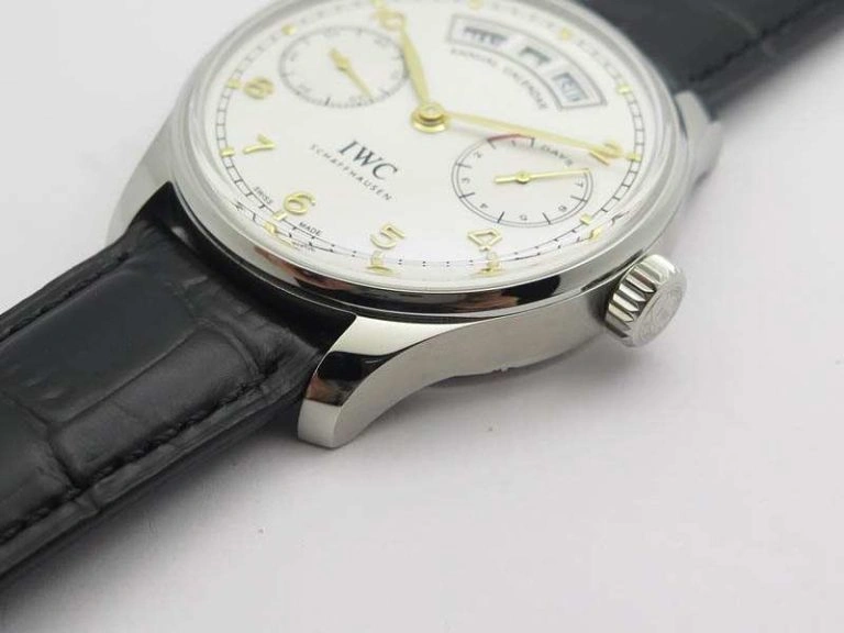 MoistureWicking Portuguese Real PR Real Annual Calendar IW5035 YLF 1:1 Best Edition White Dial On Leather Strap A 7243