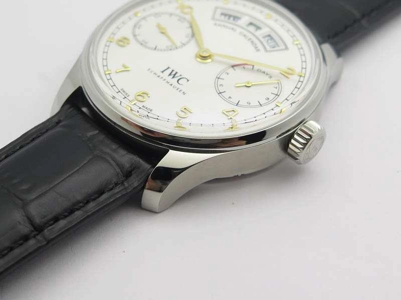MoistureWicking Portuguese Real PR Real Annual Calendar IW5035 YLF 1:1 Best Edition White Dial On Leather Strap A 7243