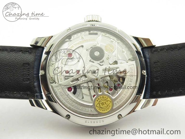 Vibrant Portuguese Real PR Real Annual Calendar IW5035 ZF 1:1 Best Edition White Dial Blue Markers on Blue Leather Strap A 7143