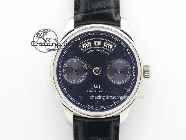 Portuguese Real PR Real Annual Calendar IW503502 YLF 1:1 Best Edition Blue Dial On Leather Strap A Timeless 7244