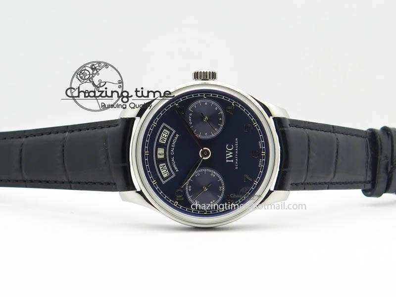 Portuguese Real PR Real Annual Calendar IW503502 YLF 1:1 Best Edition Blue Dial On Leather Strap A Timeless 7244