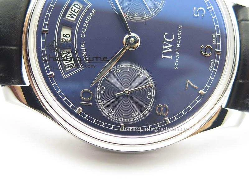 Portuguese Real PR Real Annual Calendar IW503502 YLF 1:1 Best Edition Blue Dial On Leather Strap A Timeless 7244