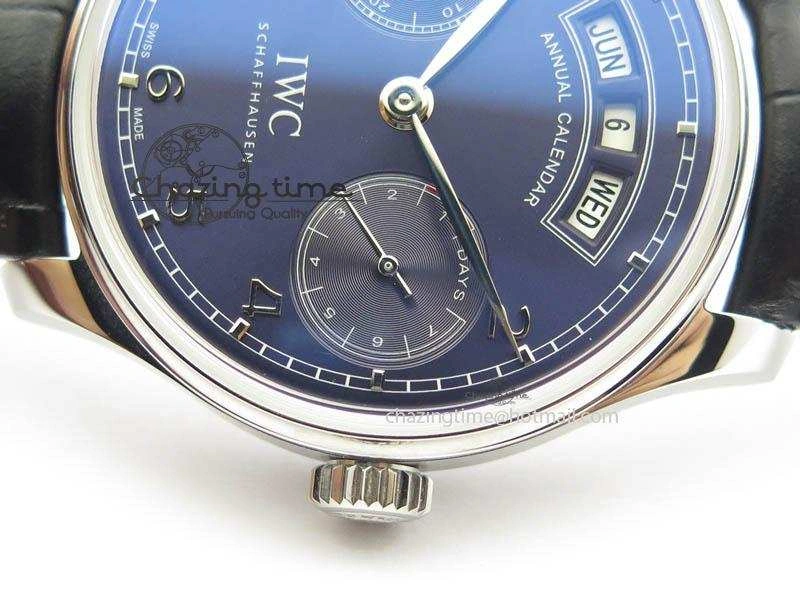 Portuguese Real PR Real Annual Calendar IW503502 YLF 1:1 Best Edition Blue Dial On Leather Strap A Timeless 7244