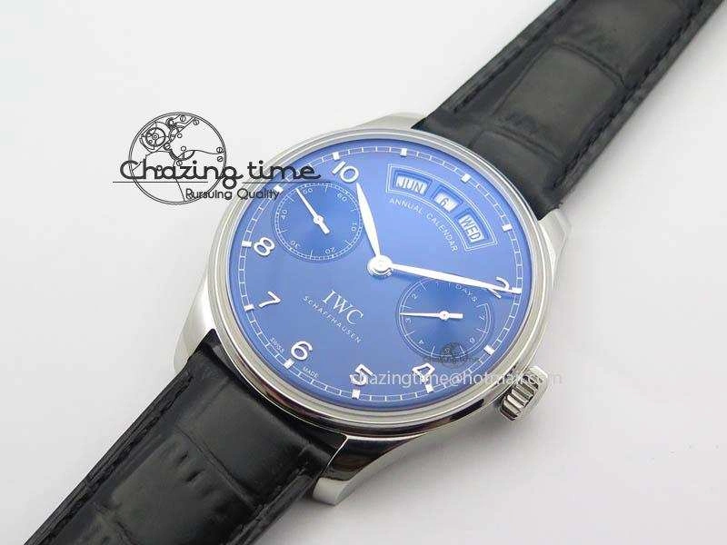 Portuguese Real PR Real Annual Calendar IW503502 YLF 1:1 Best Edition Blue Dial On Leather Strap A Timeless 7244