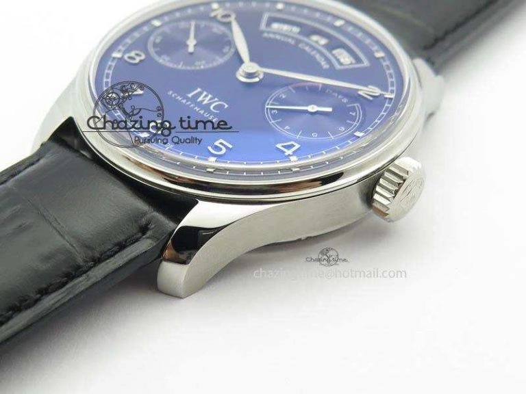 Portuguese Real PR Real Annual Calendar IW503502 YLF 1:1 Best Edition Blue Dial On Leather Strap A Timeless 7244