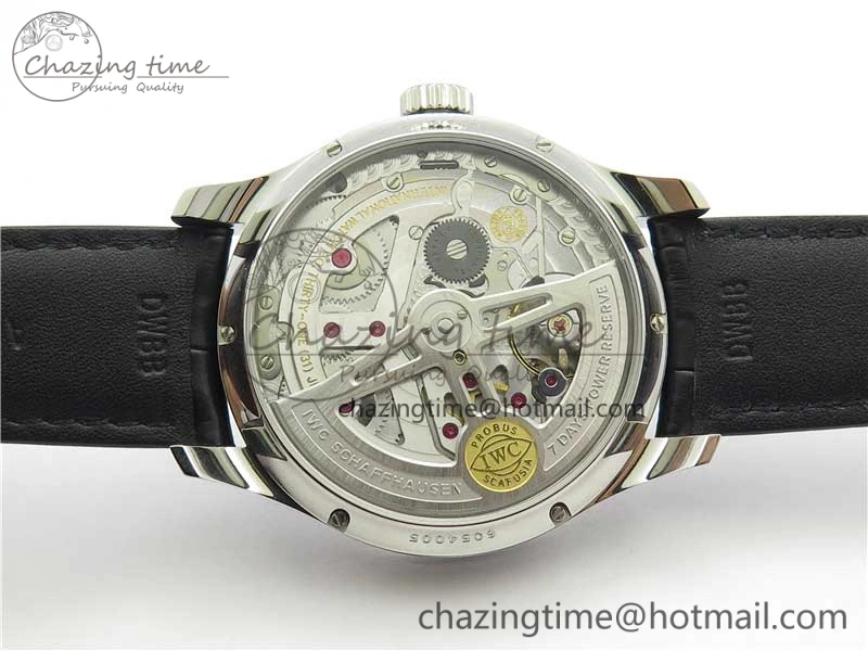 Portuguese Real PR Real Annual Calendar IW503502 ZF 1:1 Best Edition Black Dial Steel Markers on Black Leather Strap A TechFriendly 7134