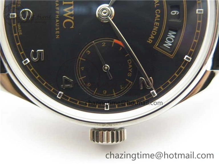 Portuguese Real PR Real Annual Calendar IW503502 ZF 1:1 Best Edition Black Dial Steel Markers on Black Leather Strap A TechFriendly 7134