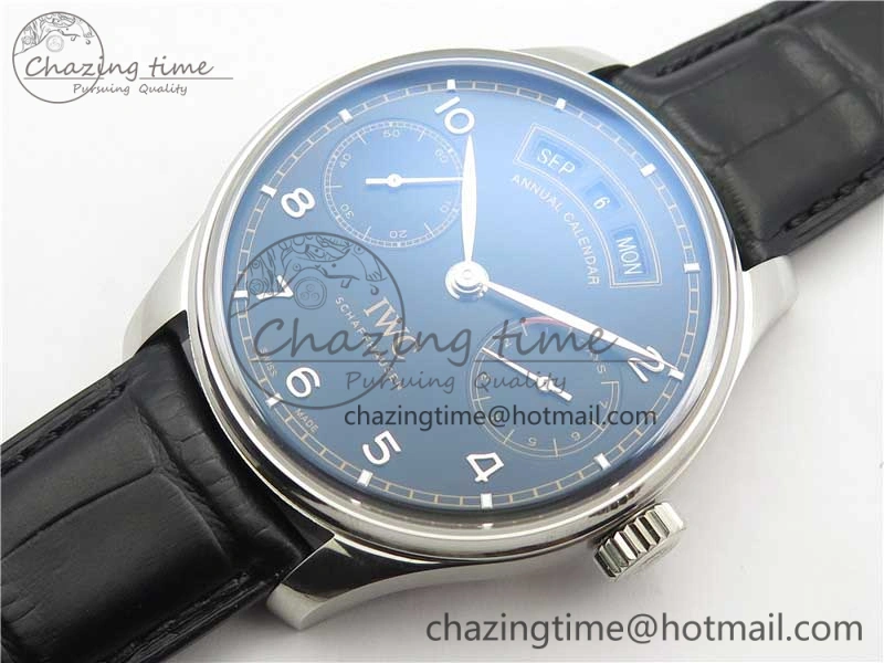 Portuguese Real PR Real Annual Calendar IW503502 ZF 1:1 Best Edition Black Dial Steel Markers on Black Leather Strap A TechFriendly 7134
