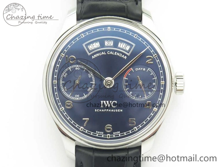 WaterResistant Portuguese Real PR Real Annual Calendar IW503502 ZF 1:1 Best Edition Blue Dial on Black Leather Strap A 7152
