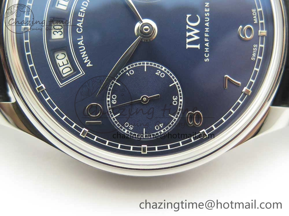 WaterResistant Portuguese Real PR Real Annual Calendar IW503502 ZF 1:1 Best Edition Blue Dial on Black Leather Strap A 7152