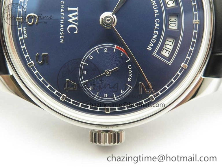 WaterResistant Portuguese Real PR Real Annual Calendar IW503502 ZF 1:1 Best Edition Blue Dial on Black Leather Strap A 7152