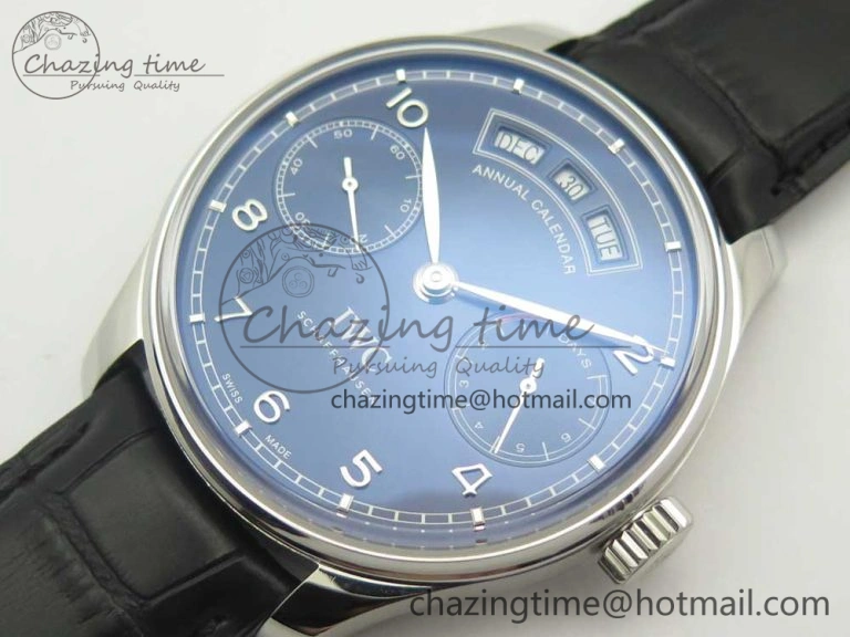 WaterResistant Portuguese Real PR Real Annual Calendar IW503502 ZF 1:1 Best Edition Blue Dial on Black Leather Strap A 7152