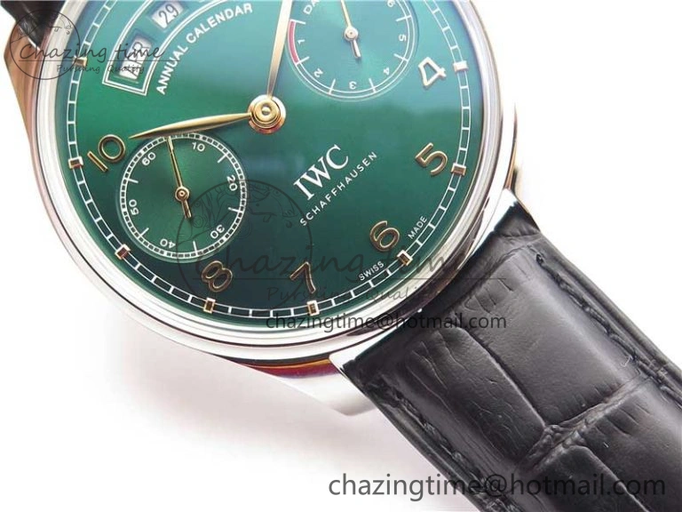 Portuguese Real PR Real Annual Calendar IW503510 ZF 1:1 Best Edition Green Dial on Black Leather Strap A Durable 7097