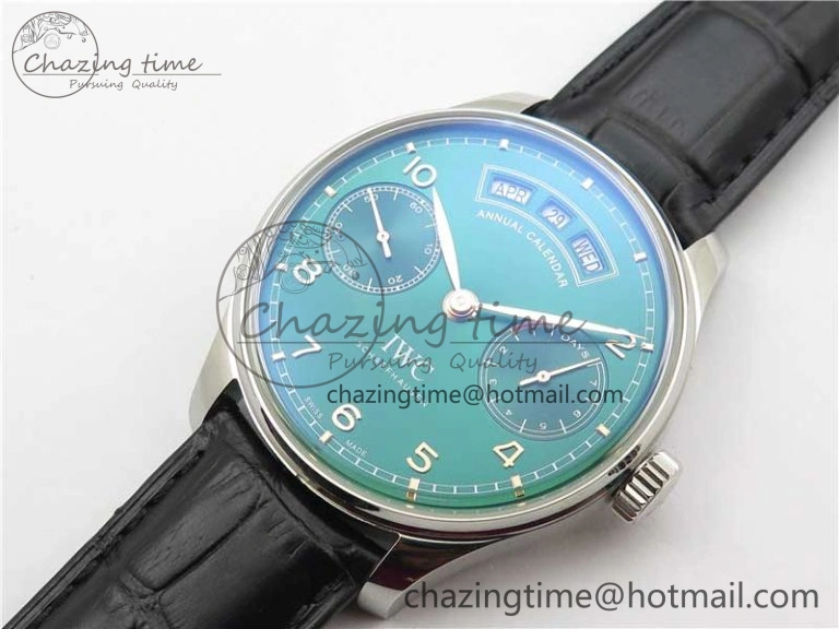 Portuguese Real PR Real Annual Calendar IW503510 ZF 1:1 Best Edition Green Dial on Black Leather Strap A Durable 7097