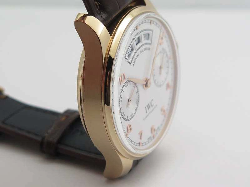 WaterResistant Portuguese Real PR Real Annual Calendar RG IW503504 YLF 1:1 Best Edition White Dial On Leather Strap A 7242