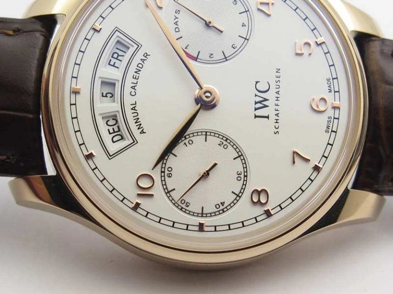 WaterResistant Portuguese Real PR Real Annual Calendar RG IW503504 YLF 1:1 Best Edition White Dial On Leather Strap A 7242