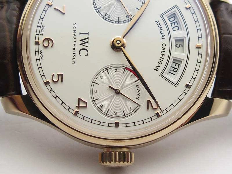 WaterResistant Portuguese Real PR Real Annual Calendar RG IW503504 YLF 1:1 Best Edition White Dial On Leather Strap A 7242