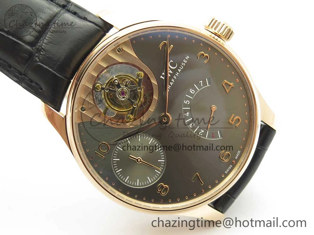 ZeroBulk Portuguese Tourbillon IW5046 RG ZF Best Edition Gray Dial on Black Leather Strap 7142