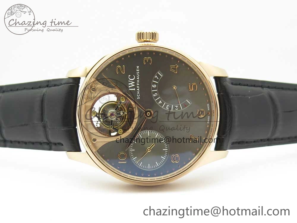 ZeroBulk Portuguese Tourbillon IW5046 RG ZF Best Edition Gray Dial on Black Leather Strap 7142