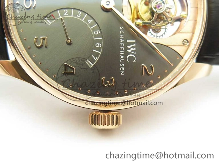 ZeroBulk Portuguese Tourbillon IW5046 RG ZF Best Edition Gray Dial on Black Leather Strap 7142