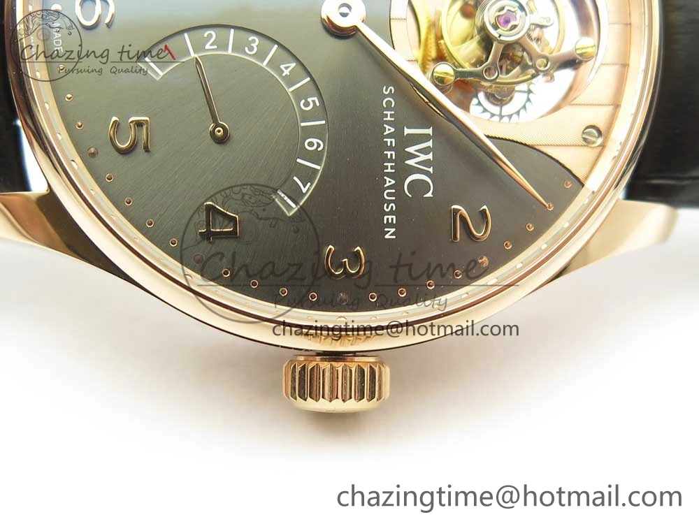 ZeroBulk Portuguese Tourbillon IW5046 RG ZF Best Edition Gray Dial on Black Leather Strap 7142