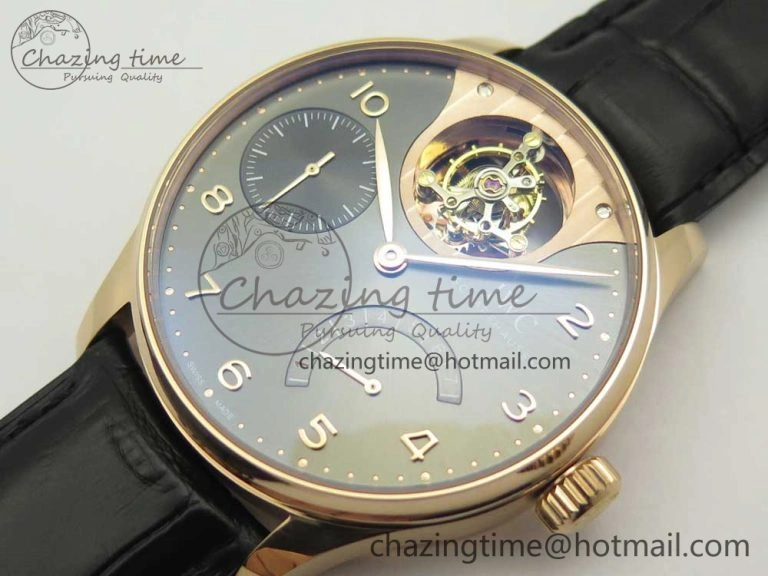 ZeroBulk Portuguese Tourbillon IW5046 RG ZF Best Edition Gray Dial on Black Leather Strap 7142