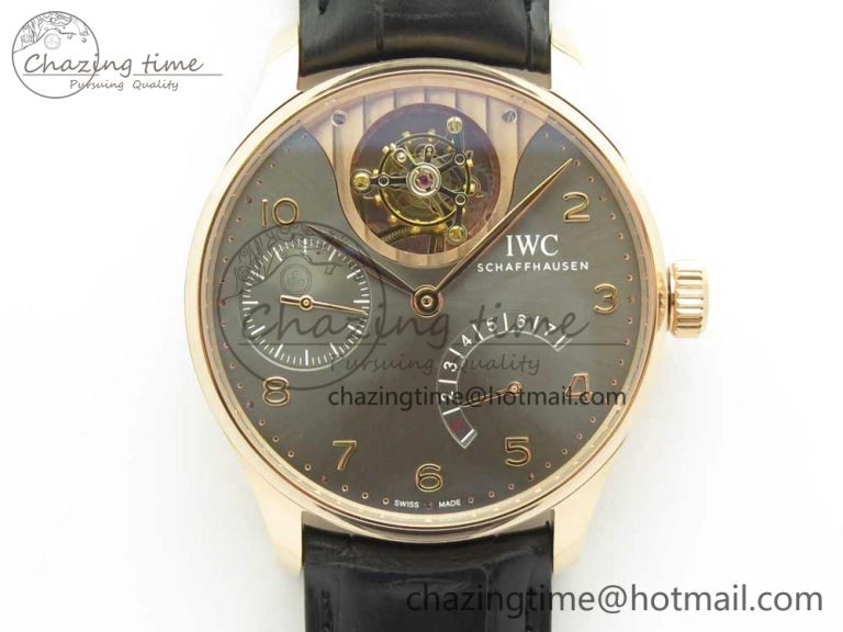 ZeroBulk Portuguese Tourbillon IW5046 RG ZF Best Edition Gray Dial on Black Leather Strap 7142
