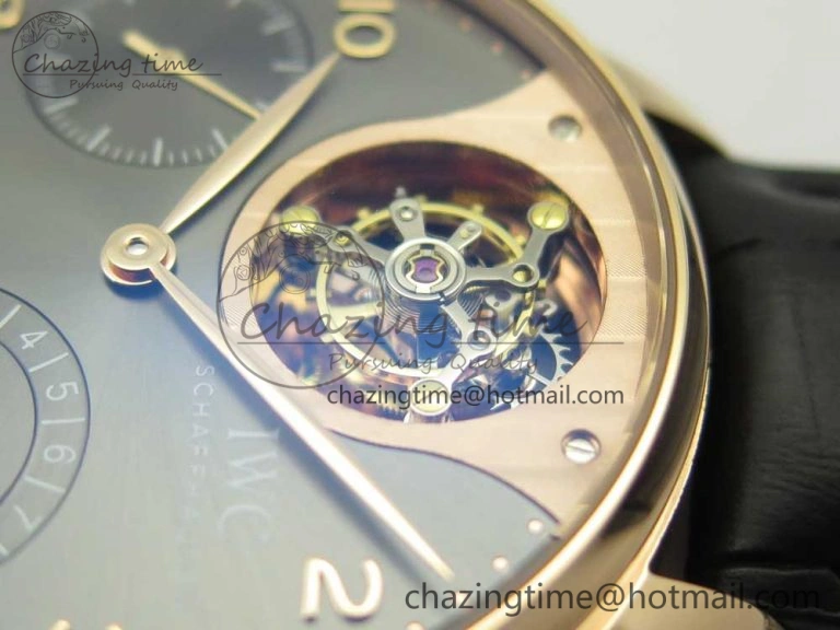 ZeroBulk Portuguese Tourbillon IW5046 RG ZF Best Edition Gray Dial on Black Leather Strap 7142