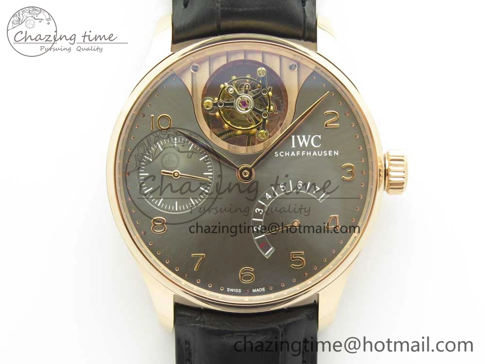 ZeroBulk Portuguese Tourbillon IW5046 RG ZF Best Edition Gray Dial on Black Leather Strap 7142